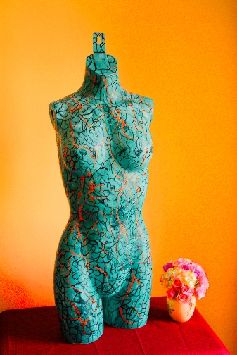 3-dimensional art: Miss Cortejar Modista Torso Hand Painted By Susan Olmetti 3-dimensional art: Miss Cortejar Modista Torso Hand Painted By Susan Olmetti